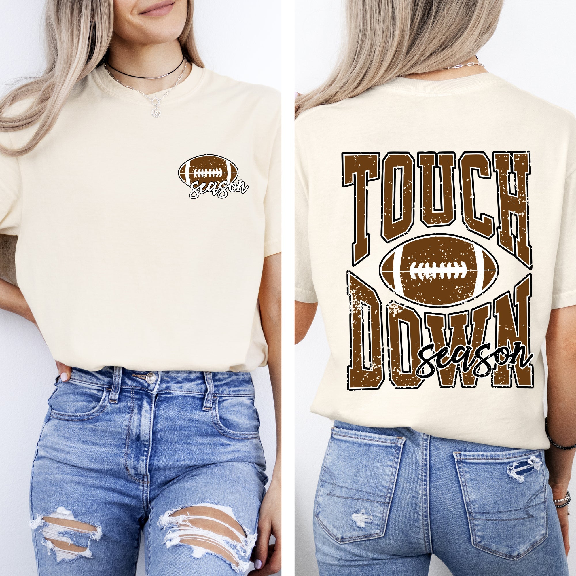 Touchdown Season Front And Back Football Sports Game Day Big Game Tailgate Party Comfort Colors Tee