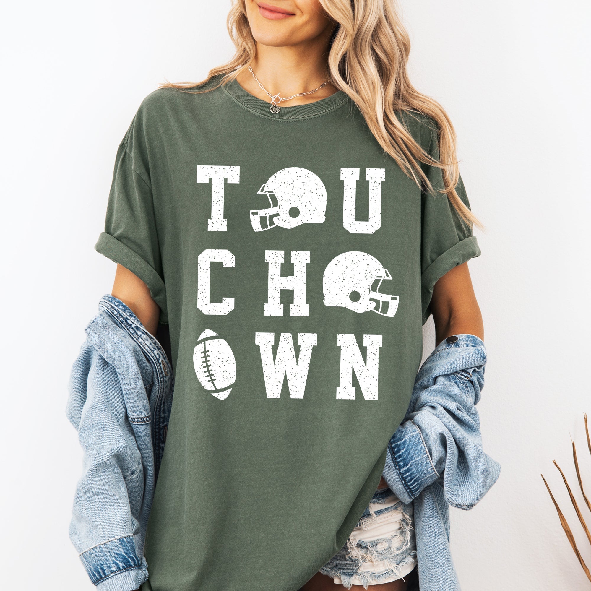 Touchdown Helmet Football Game Day Big Game Tailgate Party Fan Favorite Comfort Colors Tee