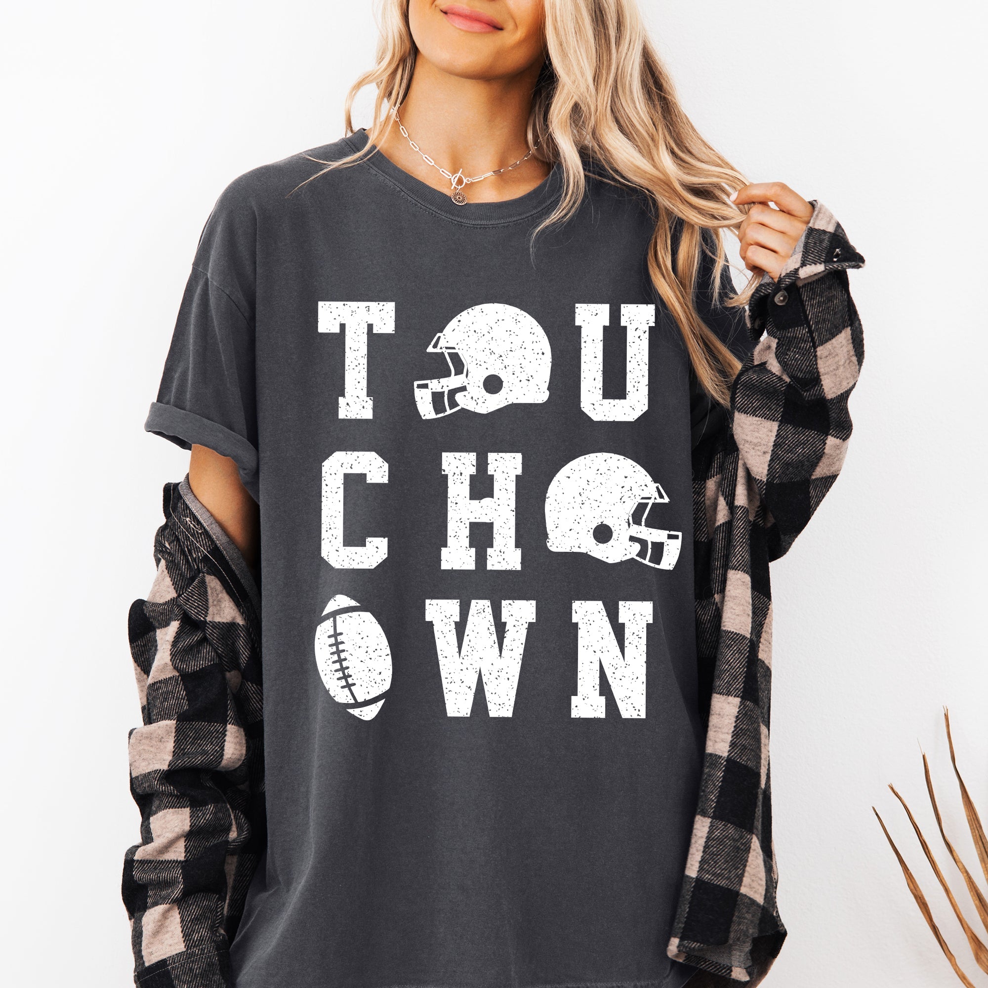 Touchdown Helmet Football Game Day Big Game Tailgate Party Fan Favorite Comfort Colors Tee