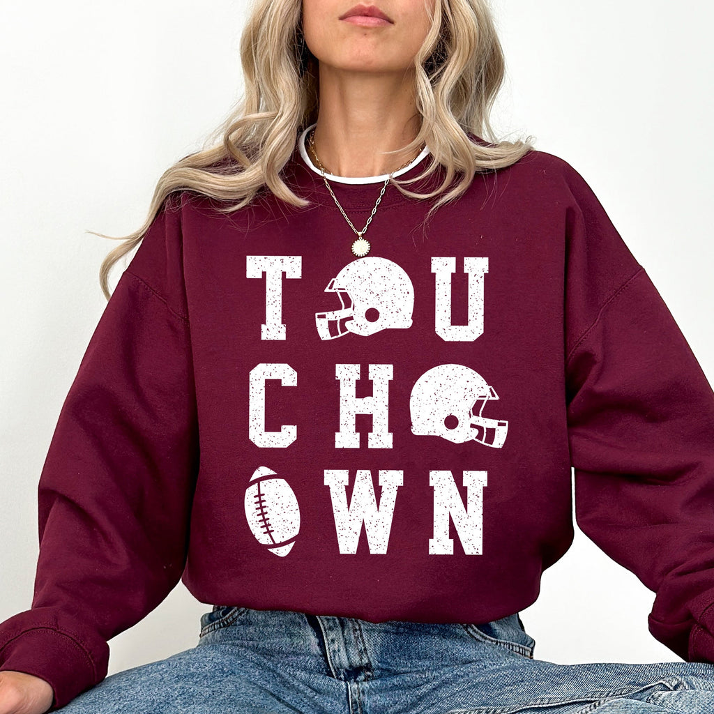 Touchdown Helmet Football Sports Game Day Big Game Tailgate Party Victory Sweatshirt