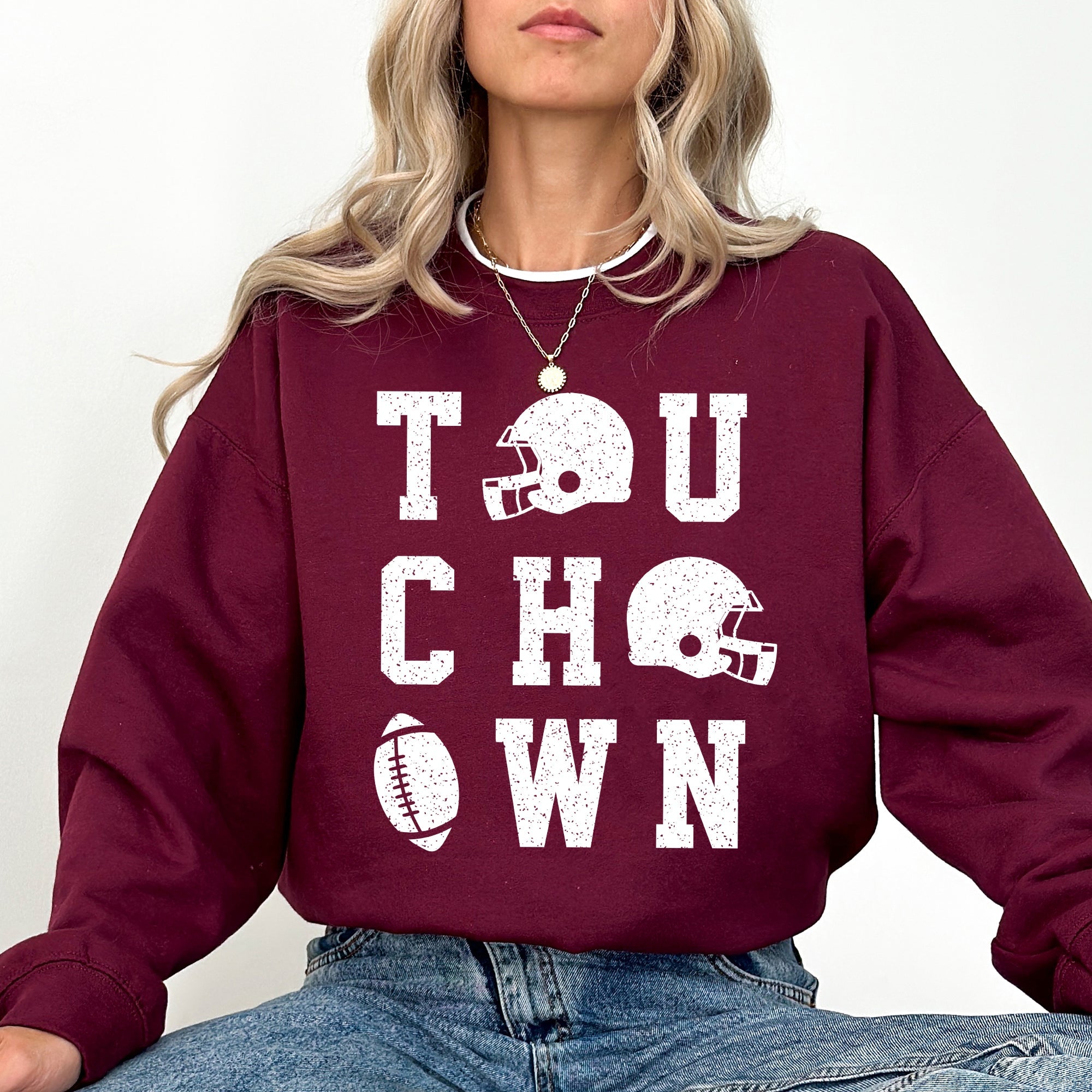 Touchdown Helmet Football Sports Game Day Big Game Tailgate Party Victory Sweatshirt