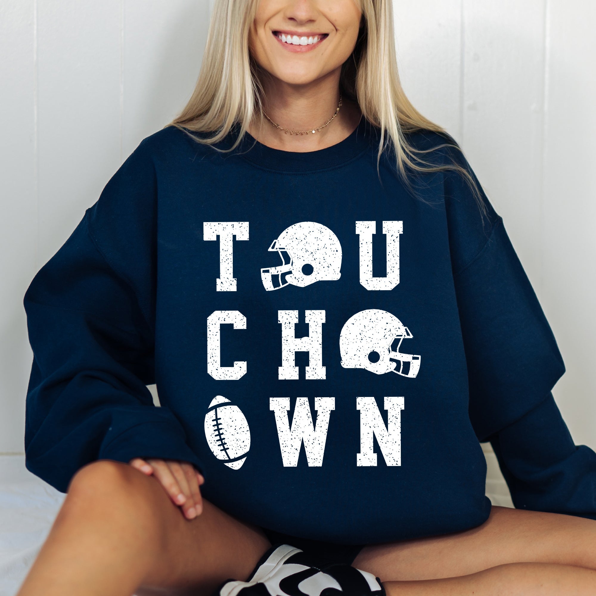 Touchdown Helmet Football Sports Game Day Big Game Tailgate Party Victory Sweatshirt