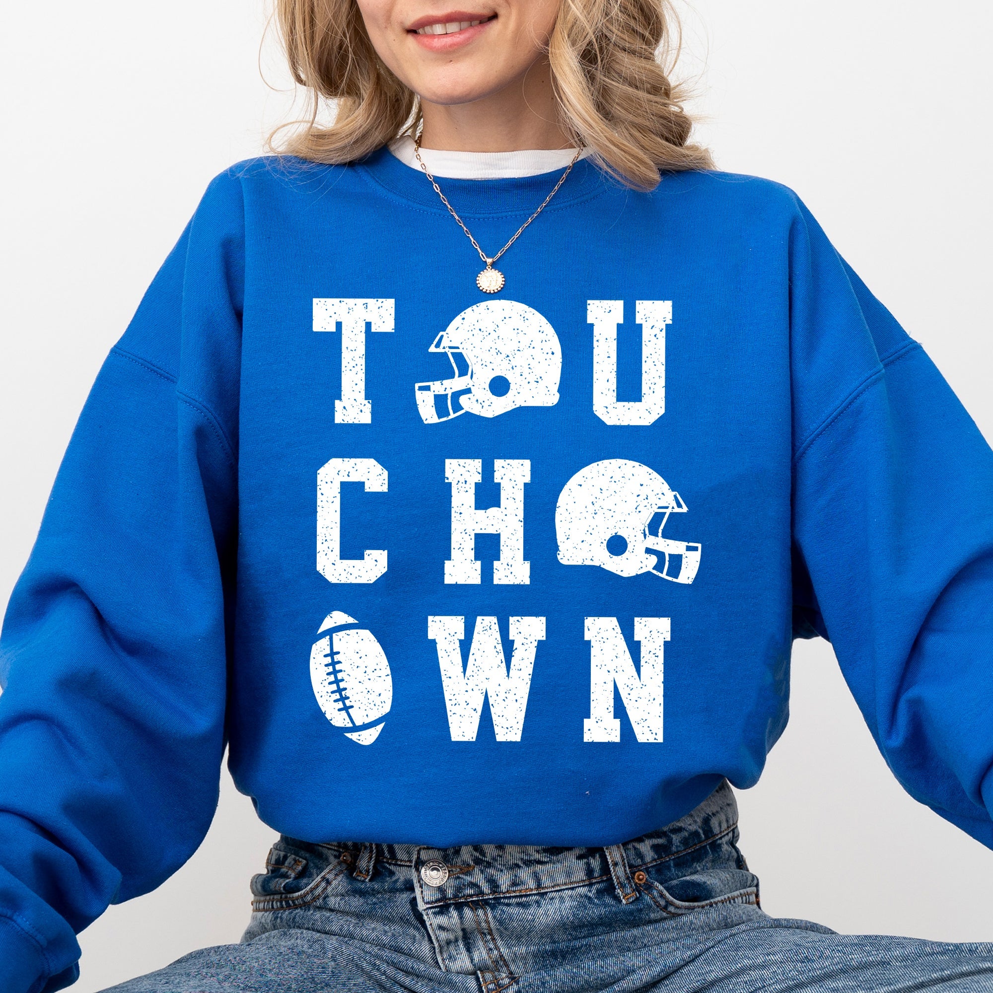 Touchdown Helmet Football Sports Game Day Big Game Tailgate Party Victory Sweatshirt