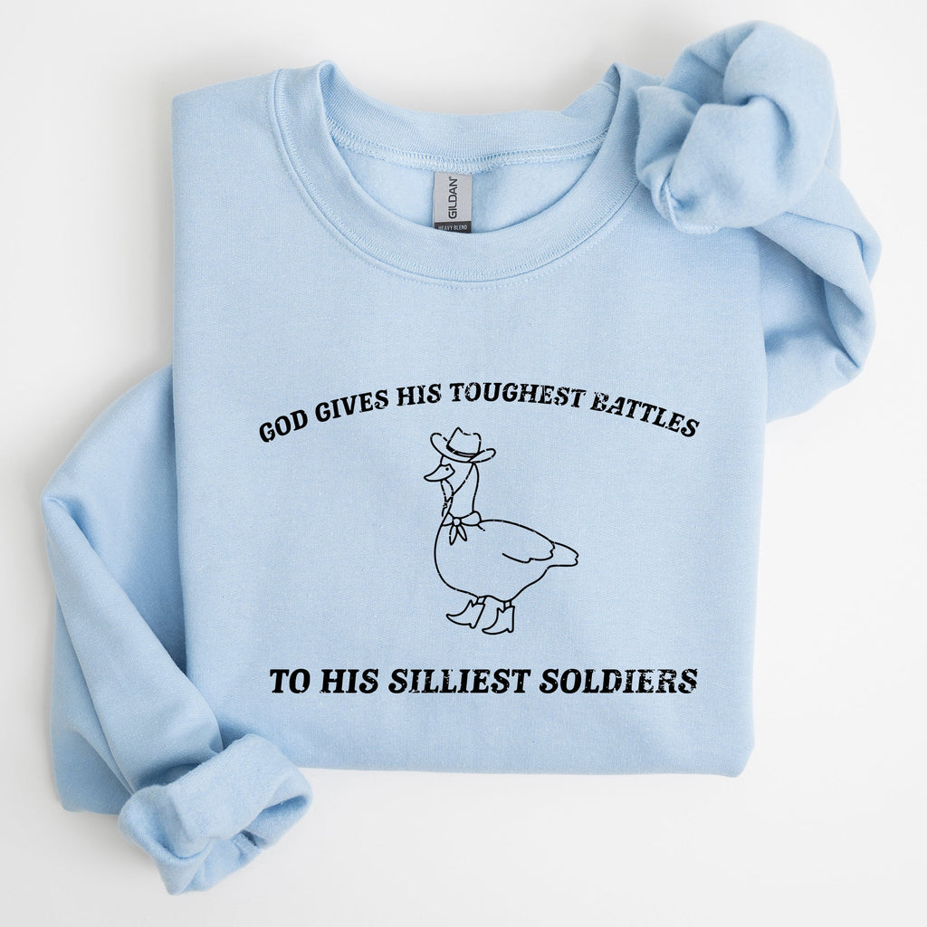 Toughest Battles Silliest Soldier Goose Meme Aesthetic Humor Premium Cotton Sweatshirt