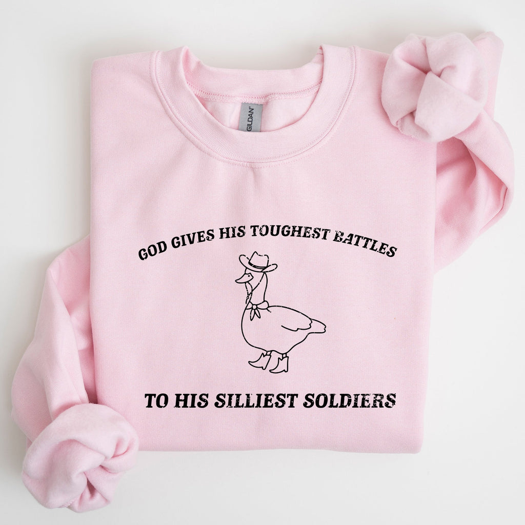 Toughest Battles Silliest Soldier Goose Meme Aesthetic Humor Premium Cotton Sweatshirt