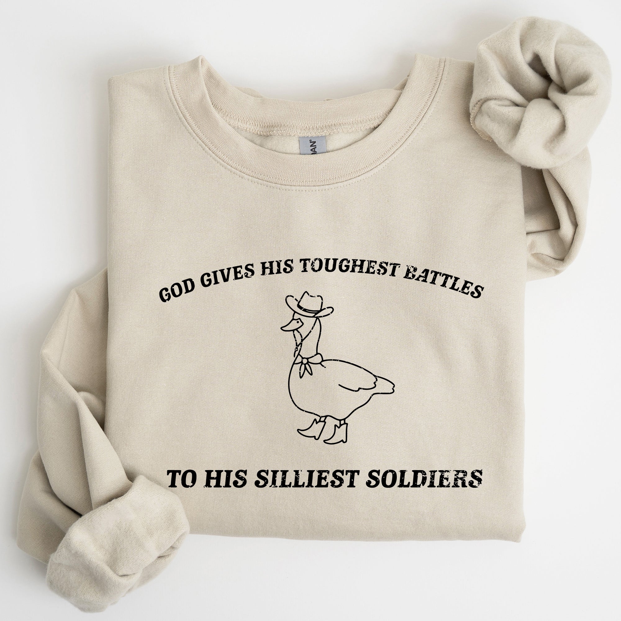 Toughest Battles Silliest Soldier Goose Meme Aesthetic Humor Premium Cotton Sweatshirt