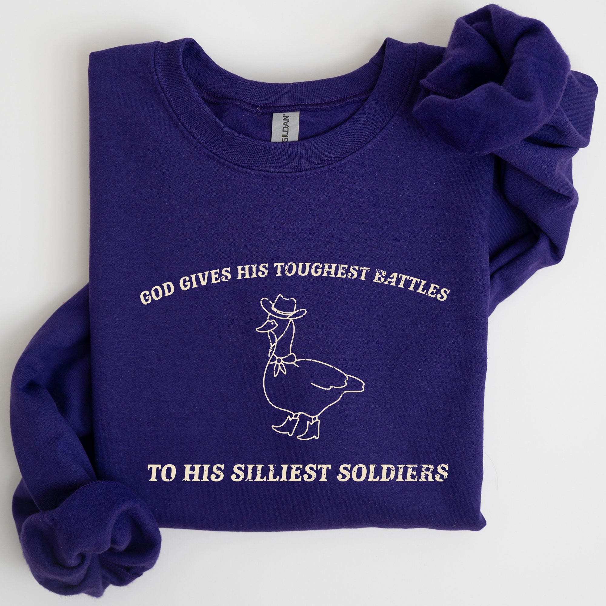 Toughest Battles Silliest Soldier Goose Meme Aesthetic Humor Premium Cotton Sweatshirt