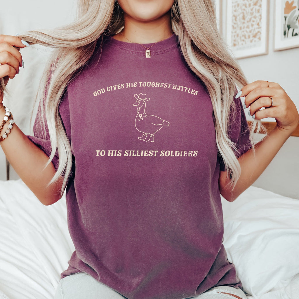 Toughest Battles, Silliest Soldier, Goose Meme Edition Graphic Comfort Colors Tee