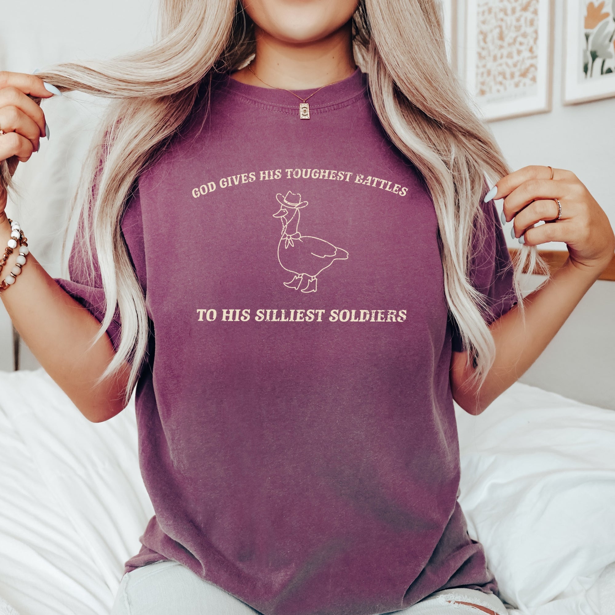Toughest Battles, Silliest Soldier, Goose Meme Edition Graphic Comfort Colors Tee