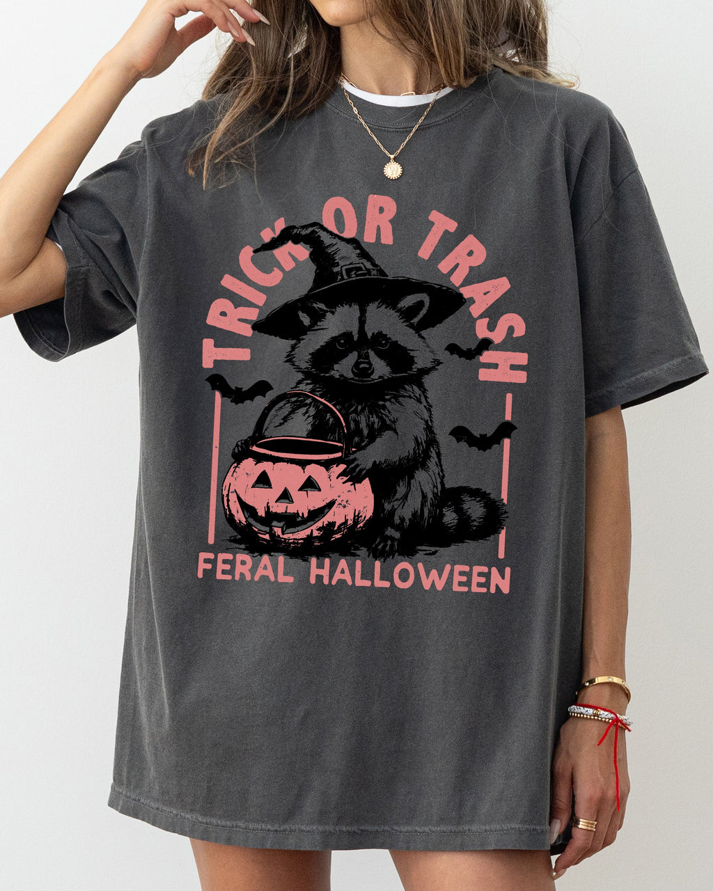 Trick Or Trash Feral Halloween Raccoon Trick Or Treat Witch Meme Edition Collection Comfort Colors Tee