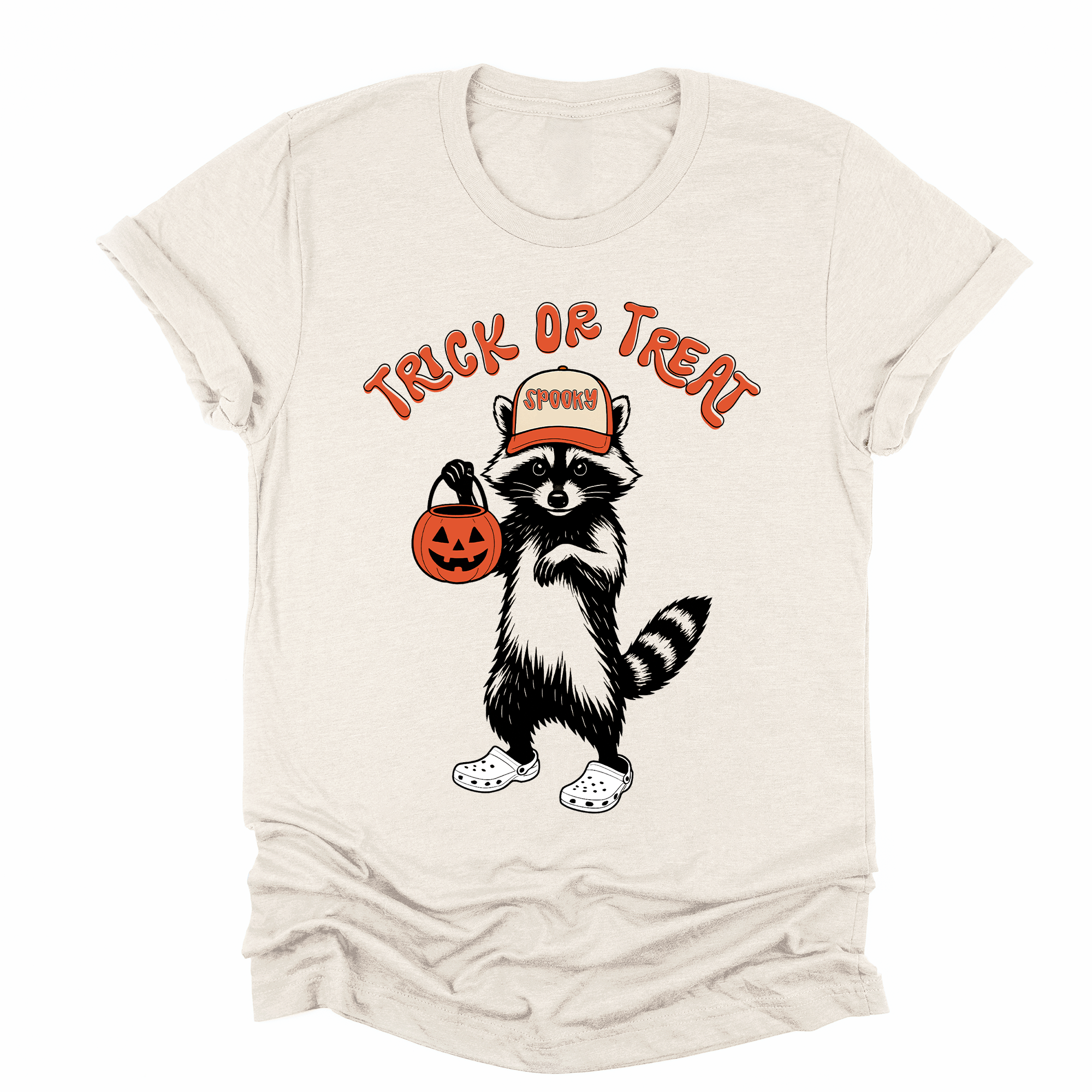 Trick Or Treat Feral Raccoon Halloween Spooky Night Mischief Moonlit Midnight Howl Graphic Tee