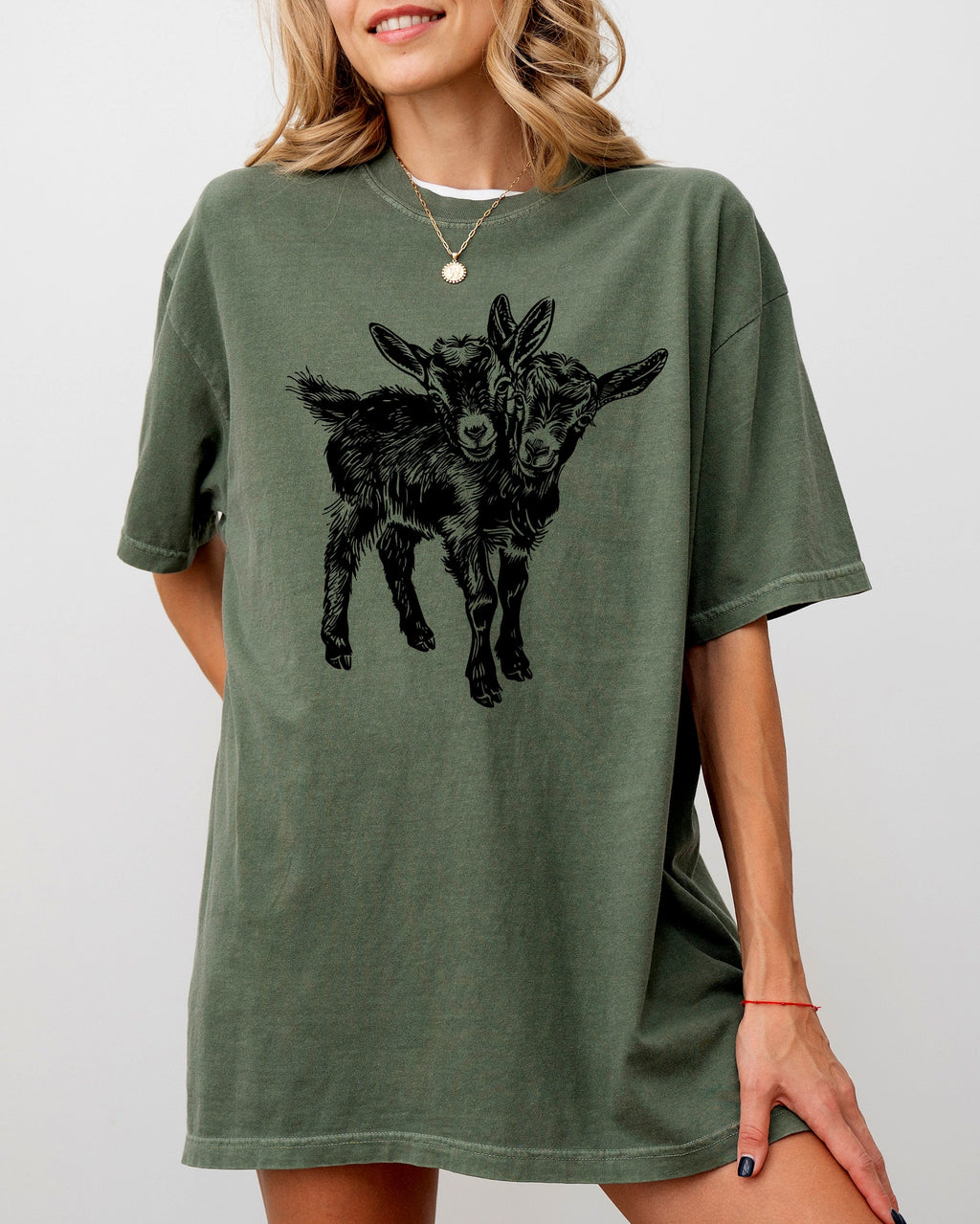 Two Headed Goat Haunted Halloween Night Creepy Graphic Art Edition Comfort Colors Tee