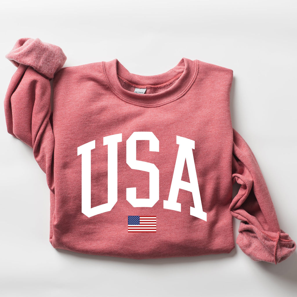 USA Flag America Patriotic Fourth Of July National Pride Emblem Vintage Stars And Stripes Design Sweatshirt