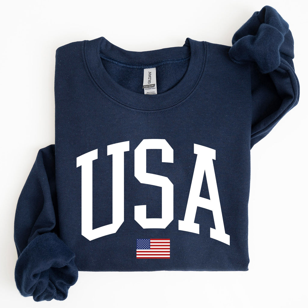 USA Flag America Patriotic Fourth Of July National Pride Emblem Vintage Stars And Stripes Design Sweatshirt