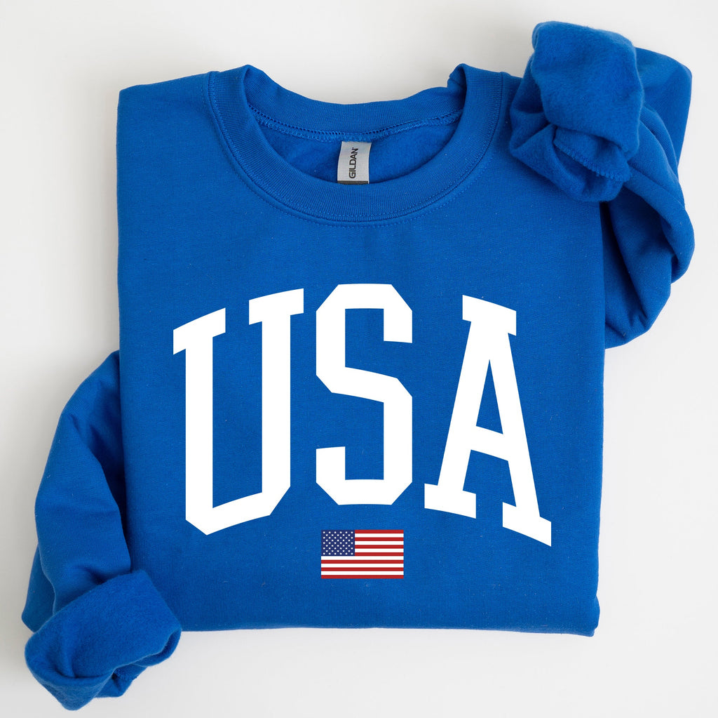 USA Flag America Patriotic Fourth Of July National Pride Emblem Vintage Stars And Stripes Design Sweatshirt