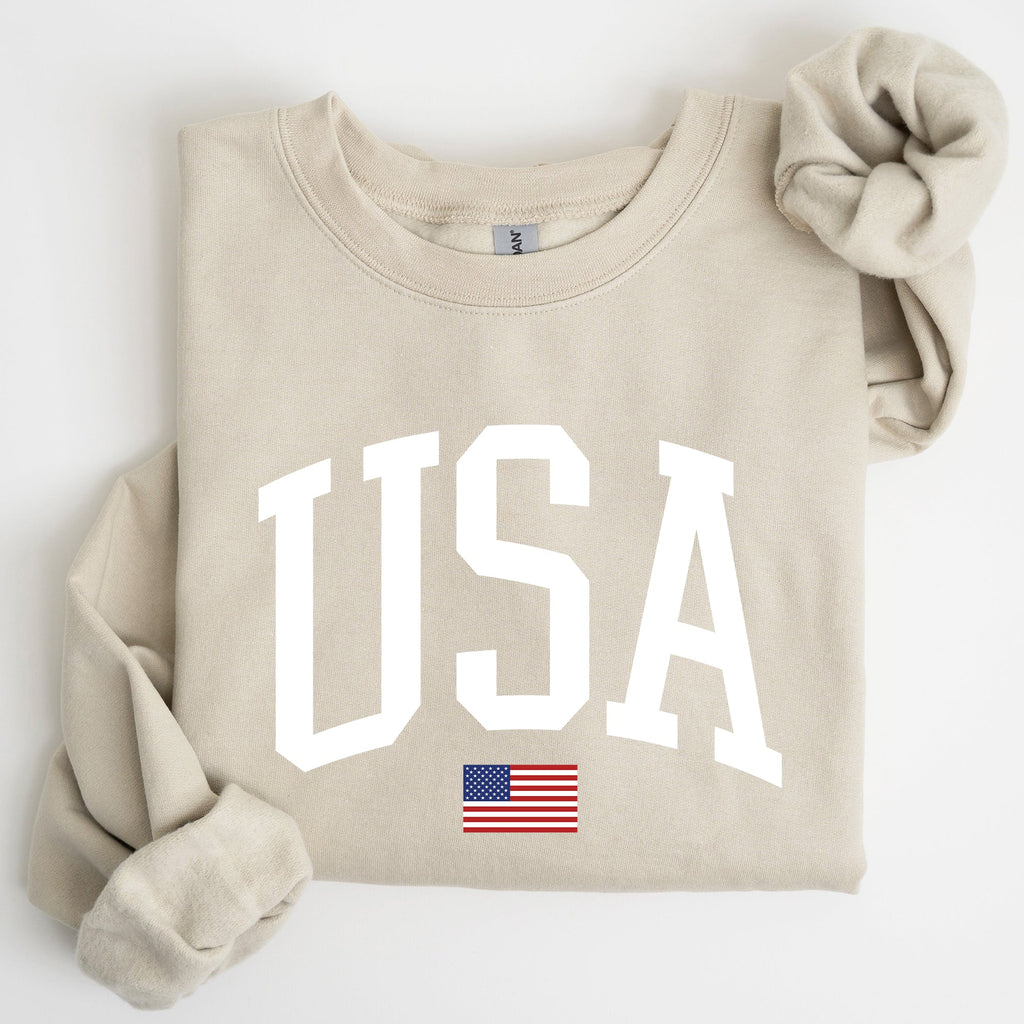 USA Flag America Patriotic Fourth Of July National Pride Emblem Vintage Stars And Stripes Design Sweatshirt
