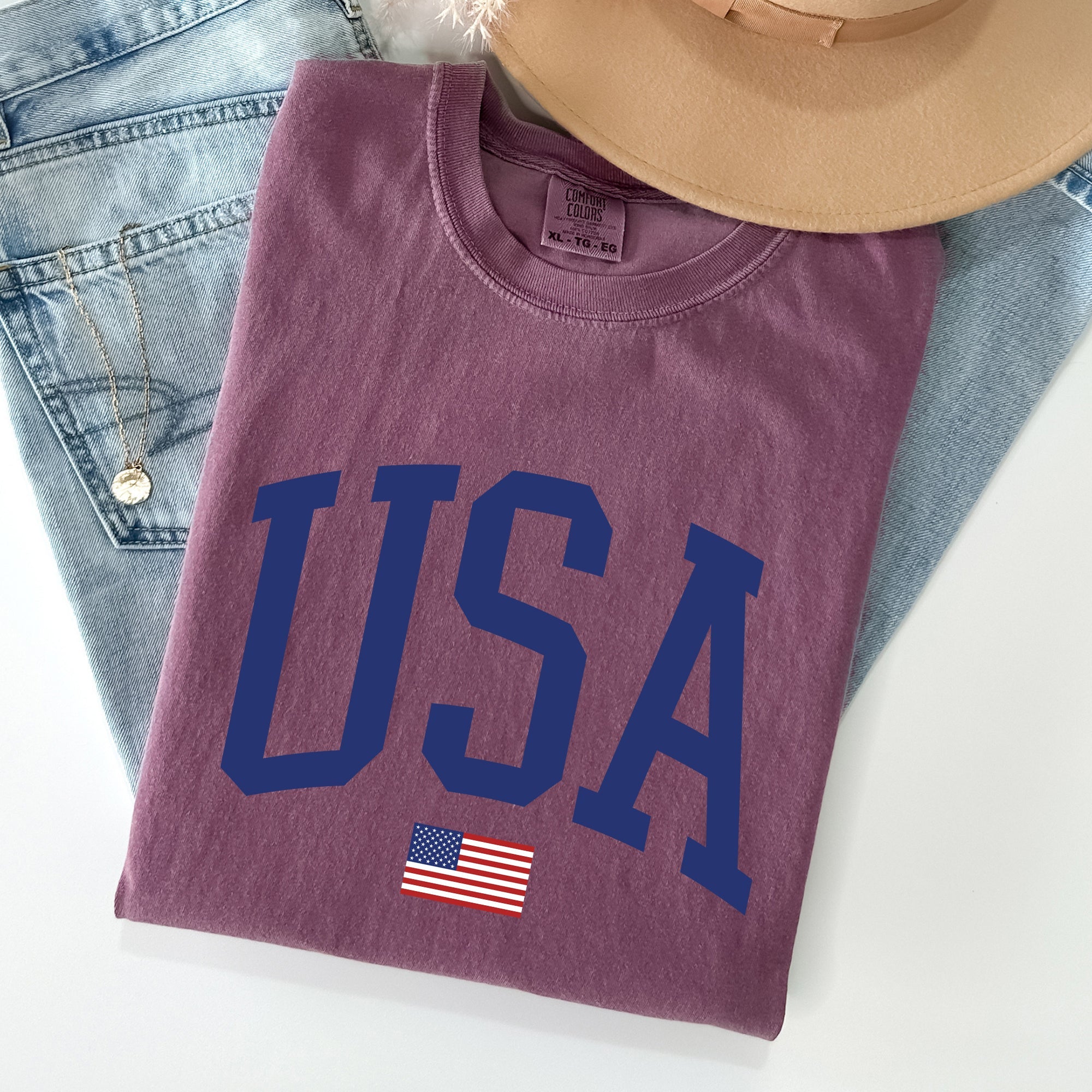 USA Flag Patriotic Emblem Celebrating Independence Day USA Pride Comfort Colors Tee