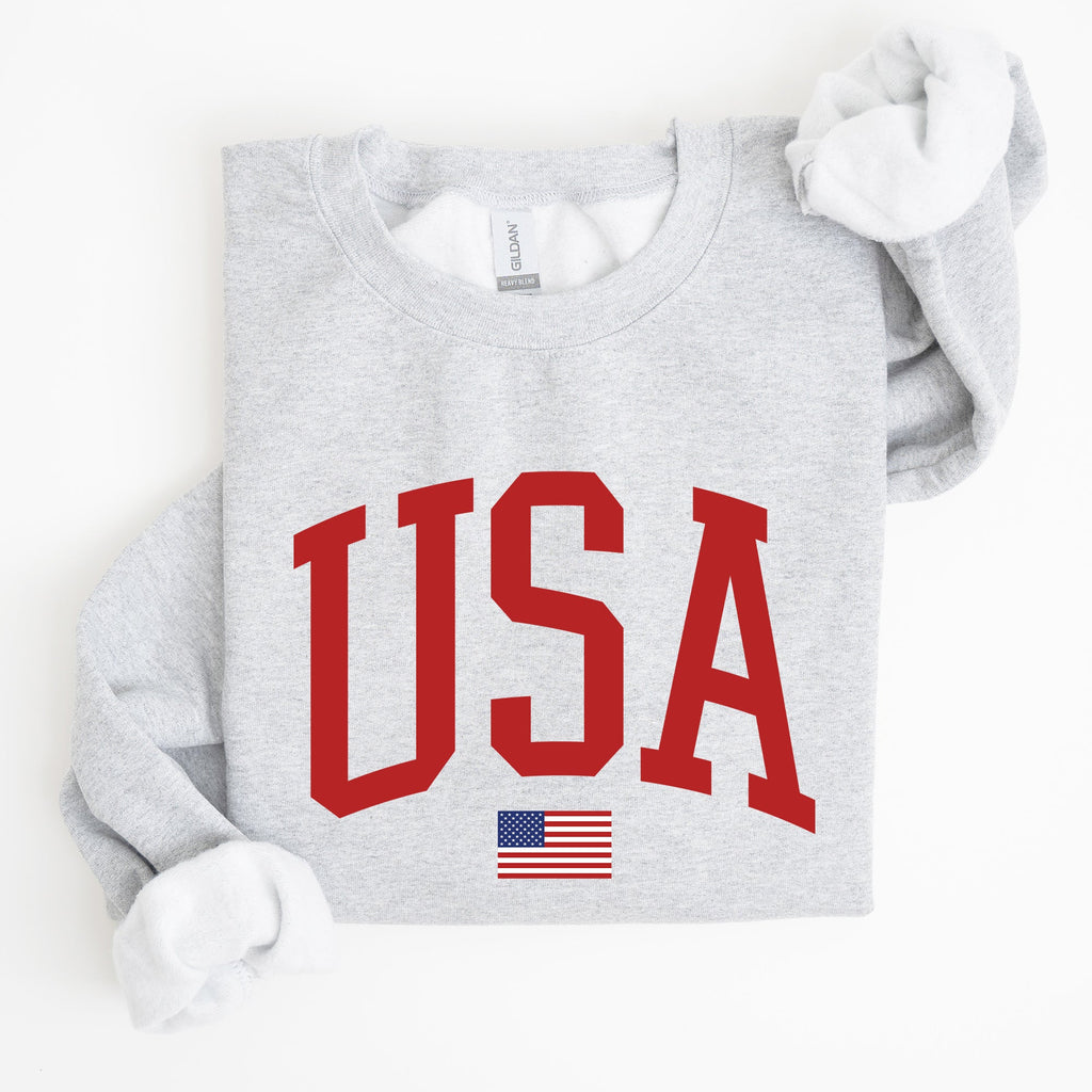 USA Flag Patriotic 4th of July American Pride Emblem Cozy Fleece Classic Sweatshirt