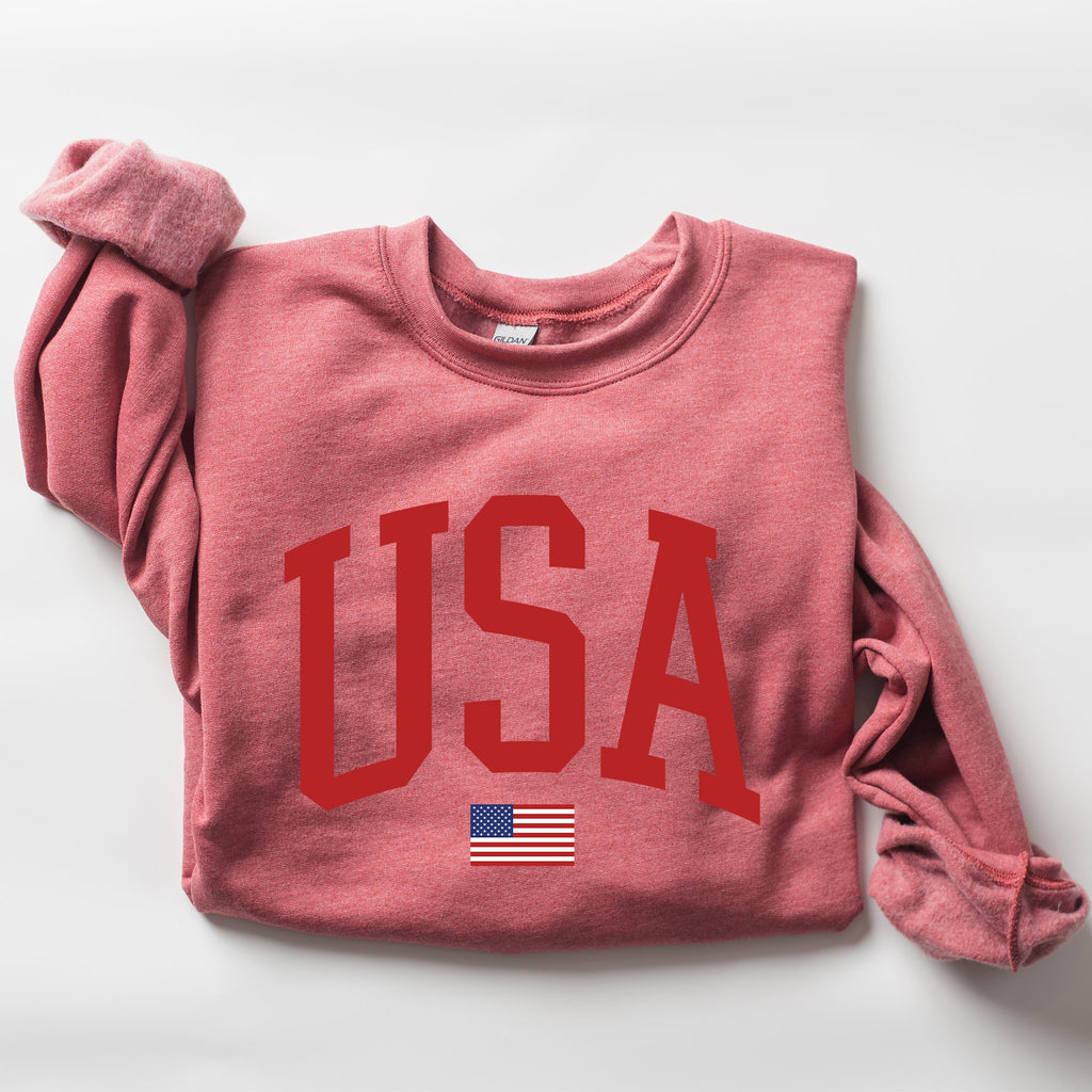 USA Flag Patriotic 4th of July American Pride Emblem Cozy Fleece Classic Sweatshirt