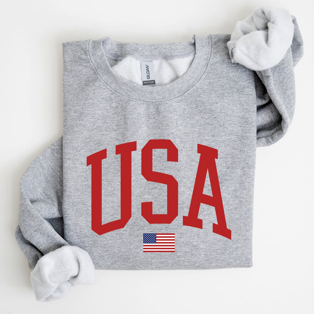 USA Flag Patriotic 4th of July American Pride Emblem Cozy Fleece Classic Sweatshirt
