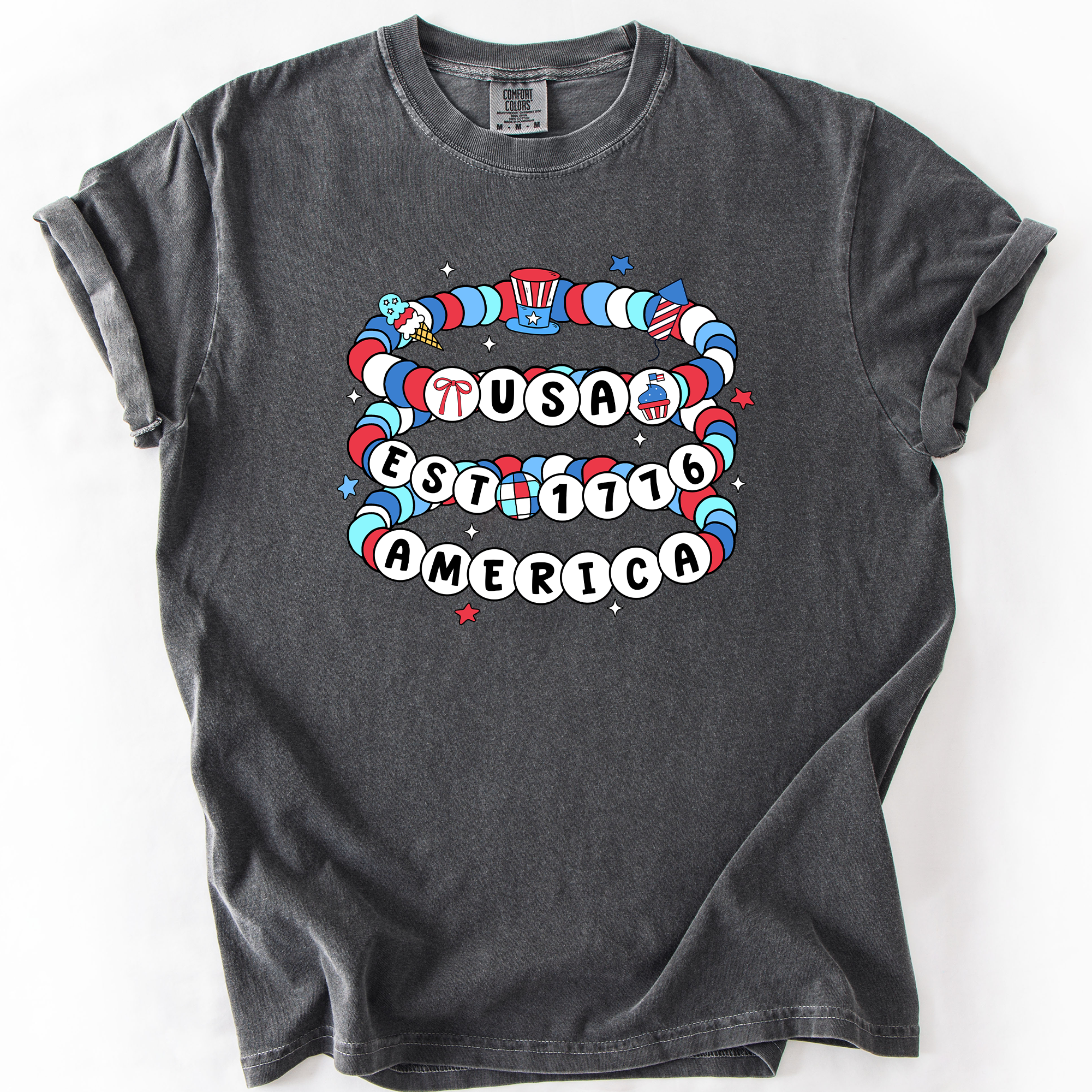 USA America Friendship Bracelets Patriotic Fourth Of July American Pride Comfort Colors Tee