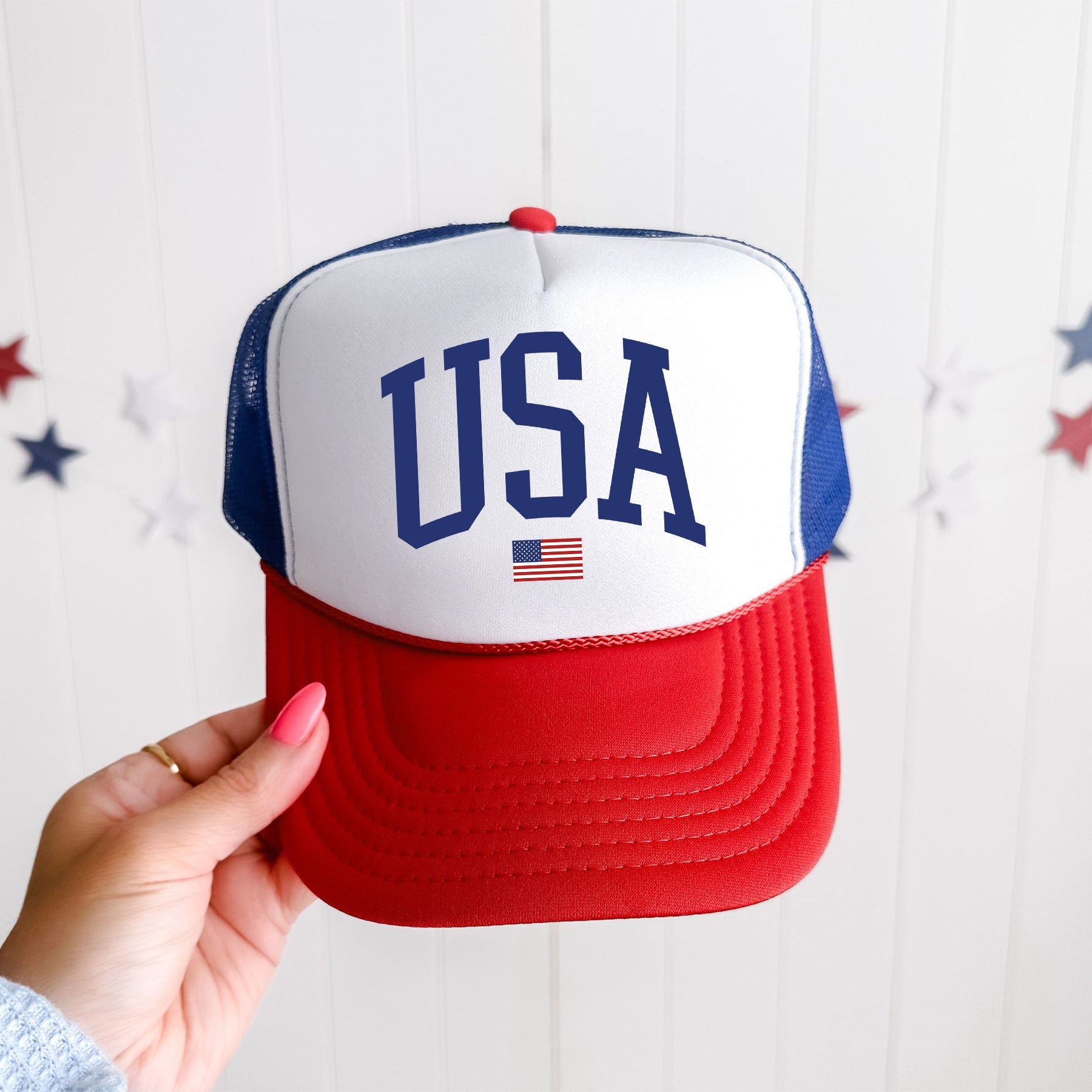 USA Flag Patriotic Stars And Stripes Banner Emblem Edition For Proud Americans Trucker Hat