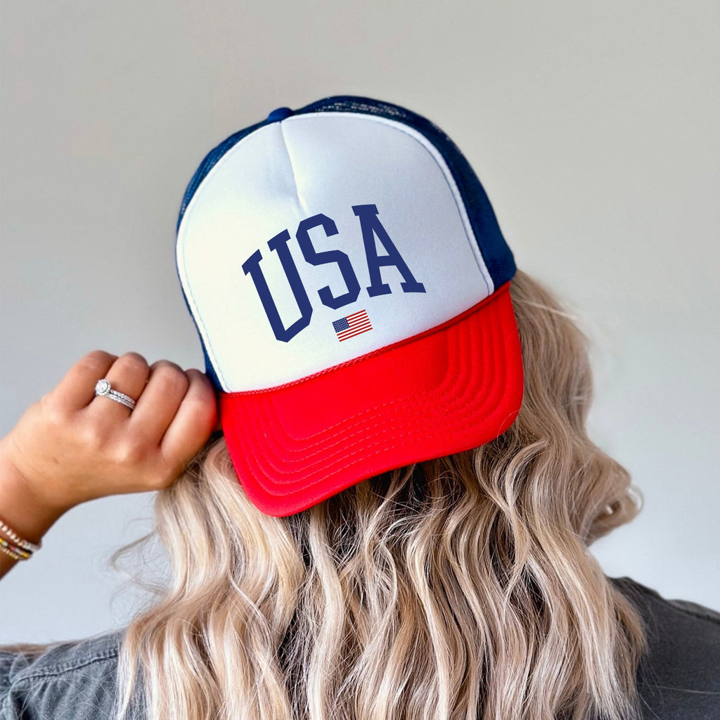USA Flag Patriotic Stars And Stripes Banner Emblem Edition For Proud Americans Trucker Hat