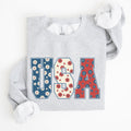 USA Floral Print Patriotic Flag and Stars Design Celebrating American Pride for Everyday Wear Sweatshirt