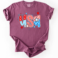 USA Patriotic Patterns Bow Fourth Of July America Design Edition Comfort Colors Tee