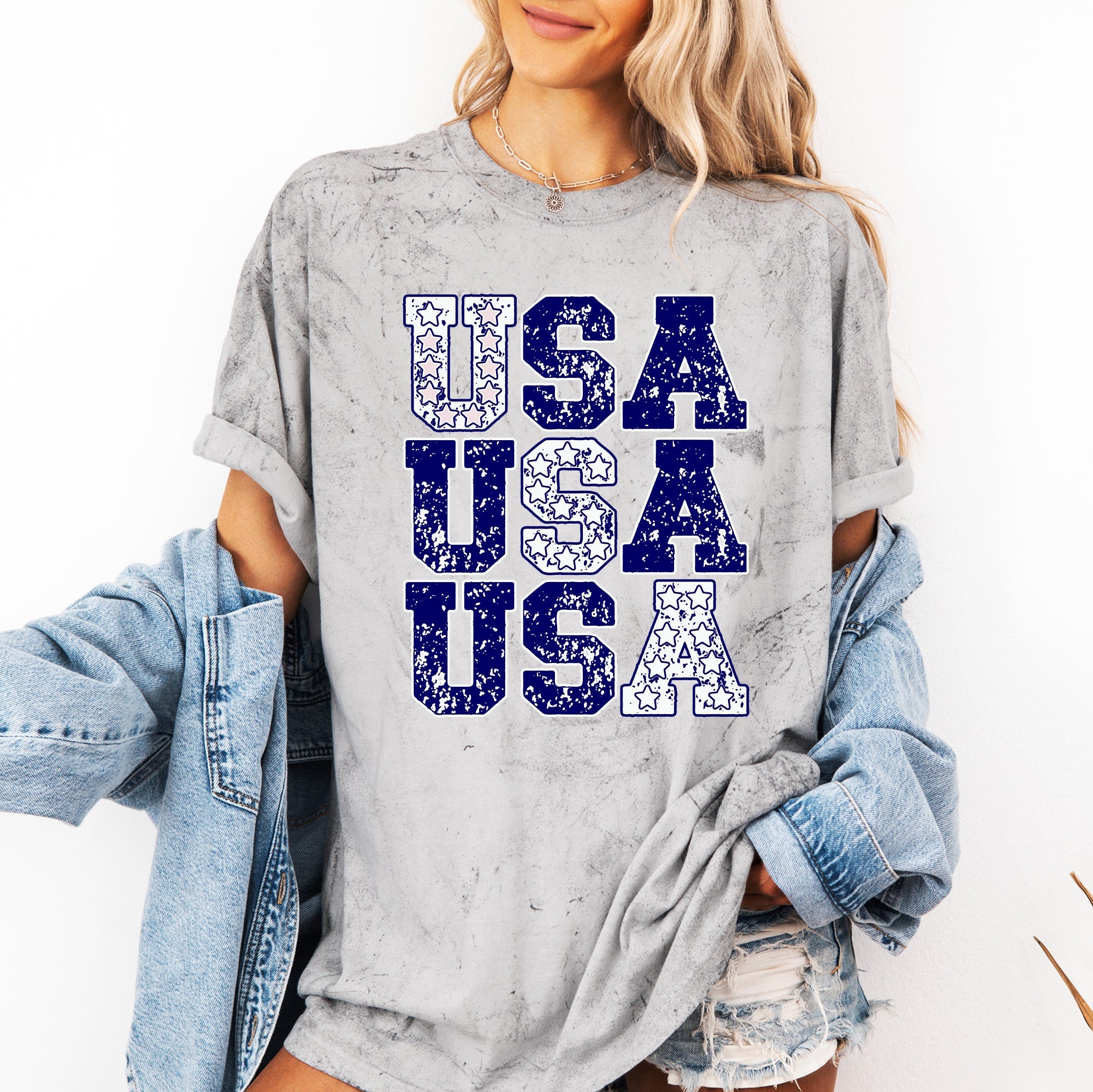 USA Retro Patriotic Stars Color Blast Fourth of July Limited Edition Comfort Colors Tee