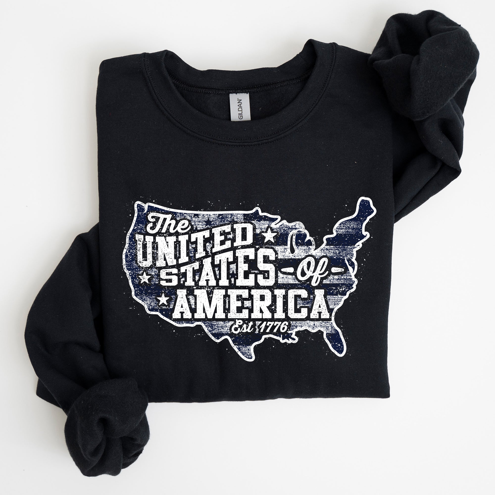 United States Of America Patriotic 4th Of July USA Flag Graphic Emblem Sweatshirt