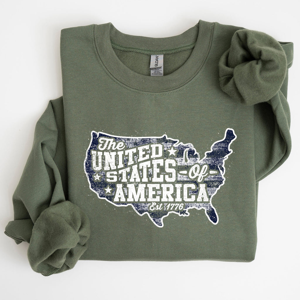 United States Of America Patriotic 4th Of July USA Flag Graphic Emblem Sweatshirt