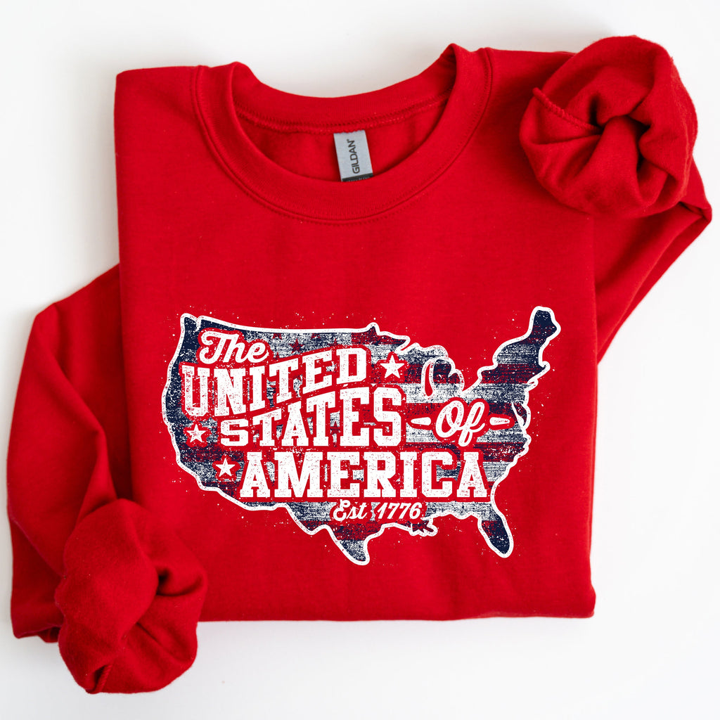 United States Of America Patriotic 4th Of July USA Flag Graphic Emblem Sweatshirt