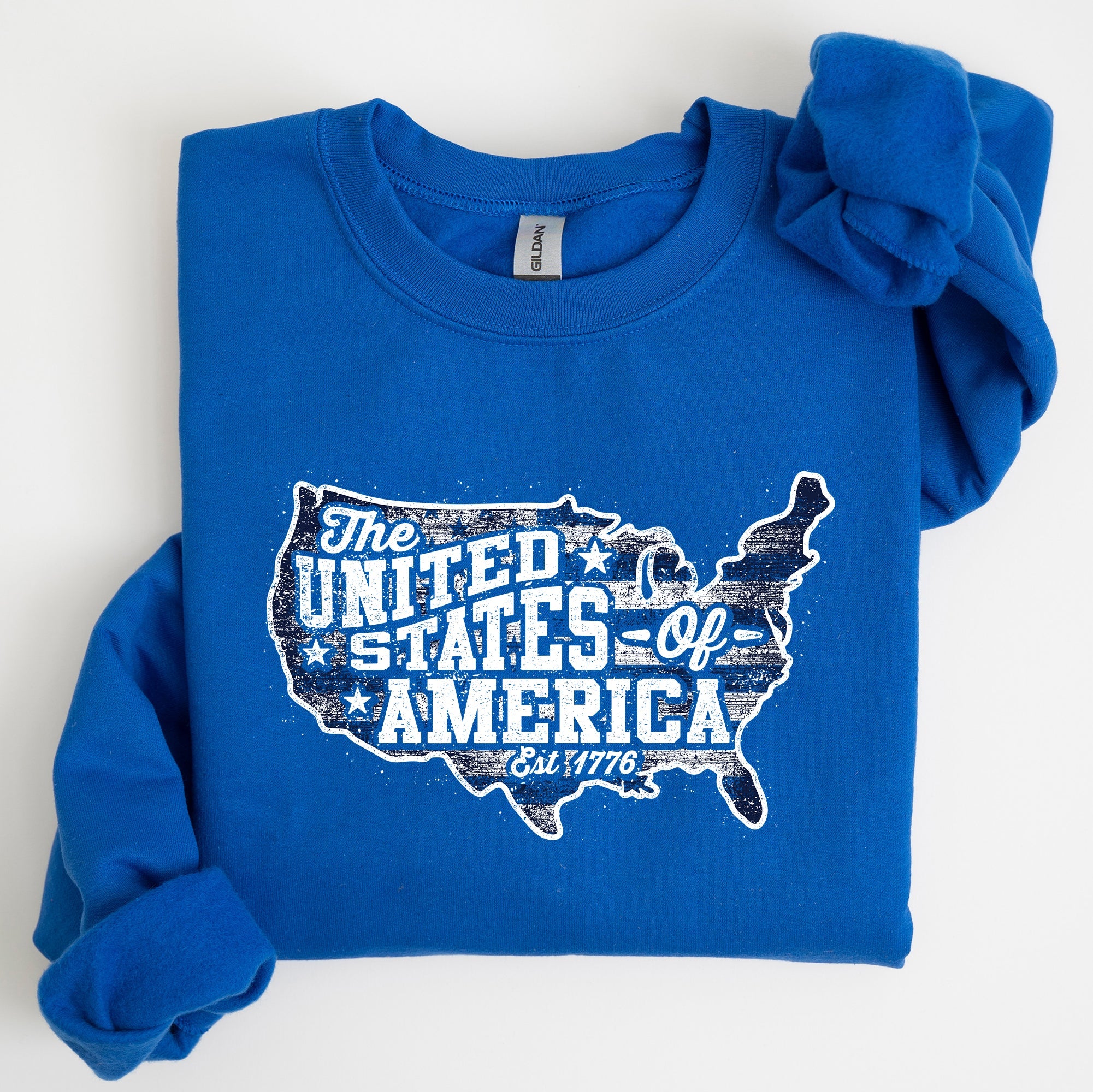 United States Of America Patriotic 4th Of July USA Flag Graphic Emblem Sweatshirt