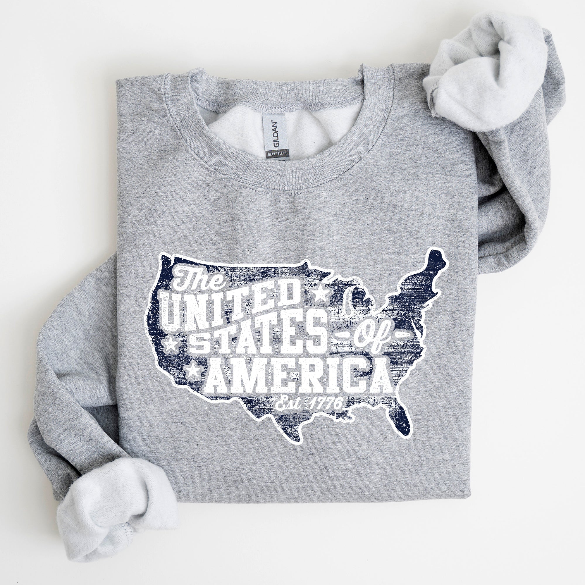 United States Of America Patriotic 4th Of July USA Flag Graphic Emblem Sweatshirt