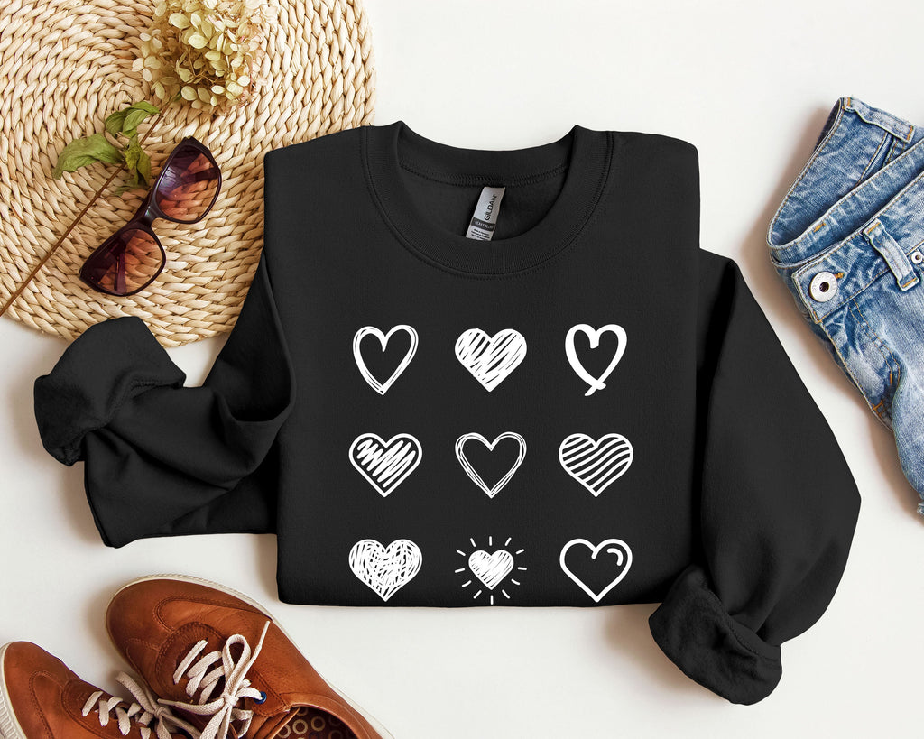 Retro Cute Hearts Vintage Valentine Edition Ultra Soft Brushed Thermal Cozy Fleece Sweatshirt