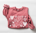 Mini Retro Hearts Vintage Valentine's Day Cozy Soft Fleece Warm Relaxed Fit Sweatshirt