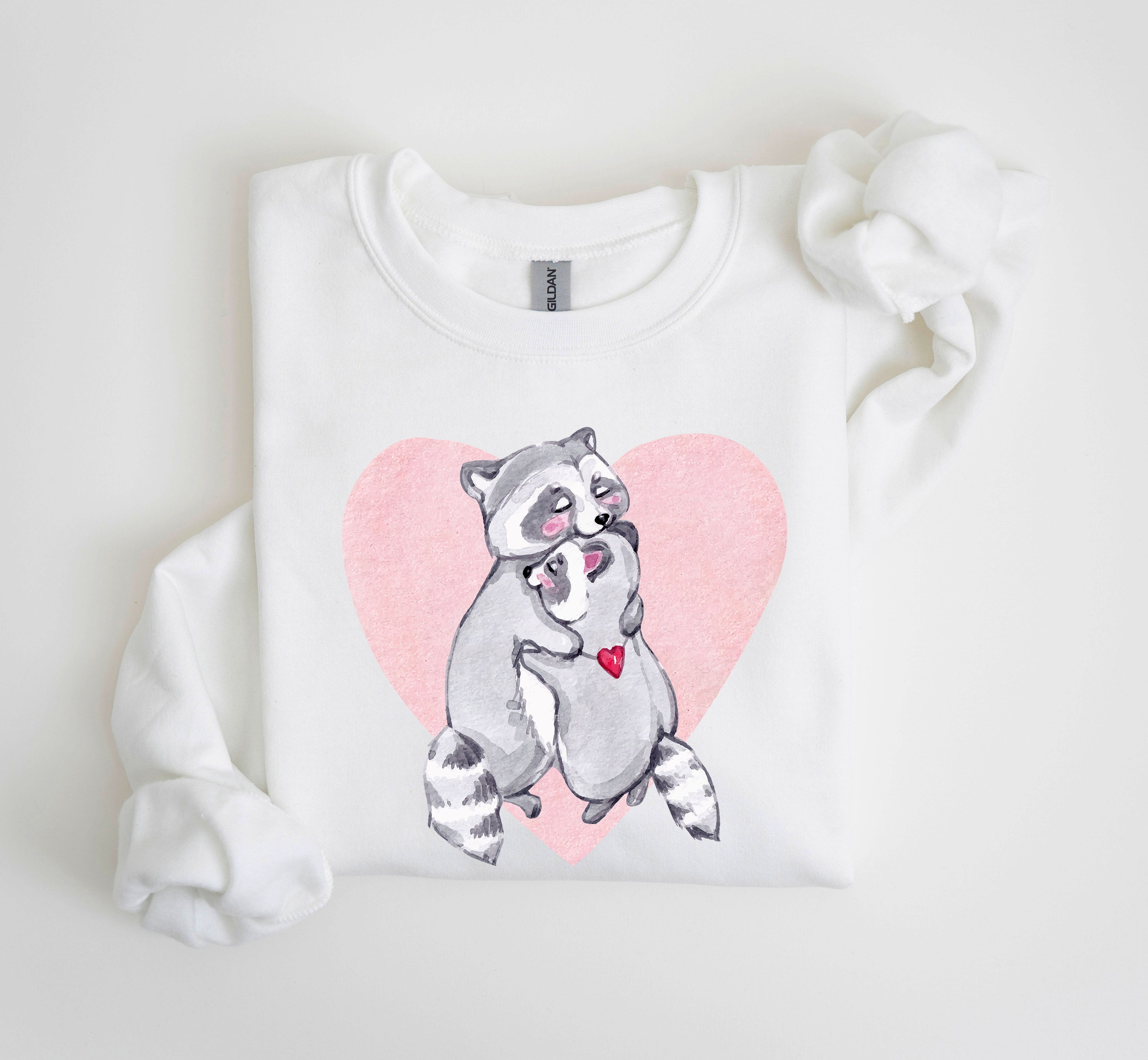 Retro Raccoon Lovers Vintage Valentine's Day Graphic Cozy Soft Fleece Edition Sweatshirt