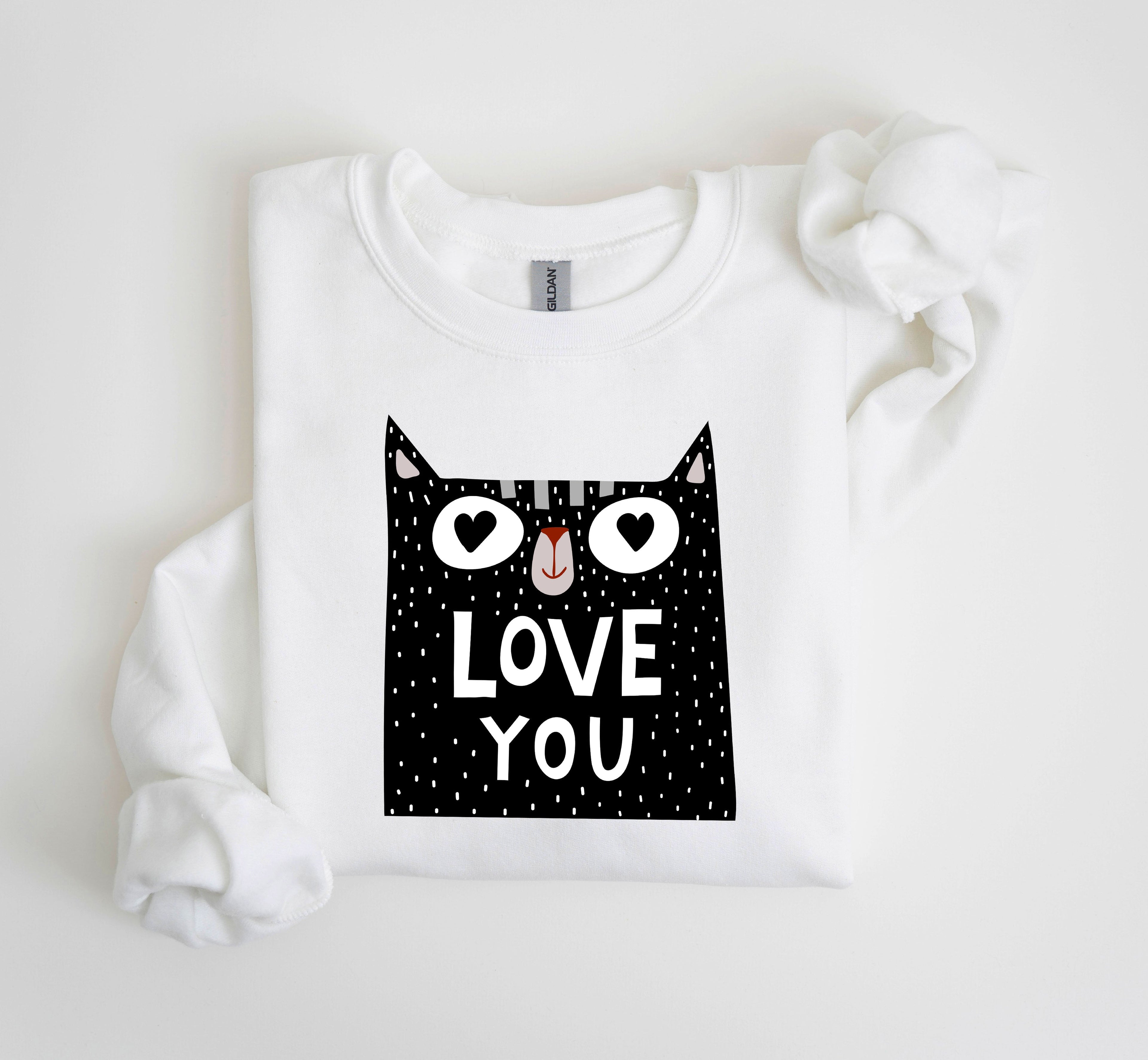 Retro Mini Cat Vintage Valentine's Day Extra Soft Cozy Fleece For Cat Lovers Graphic Sweatshirt