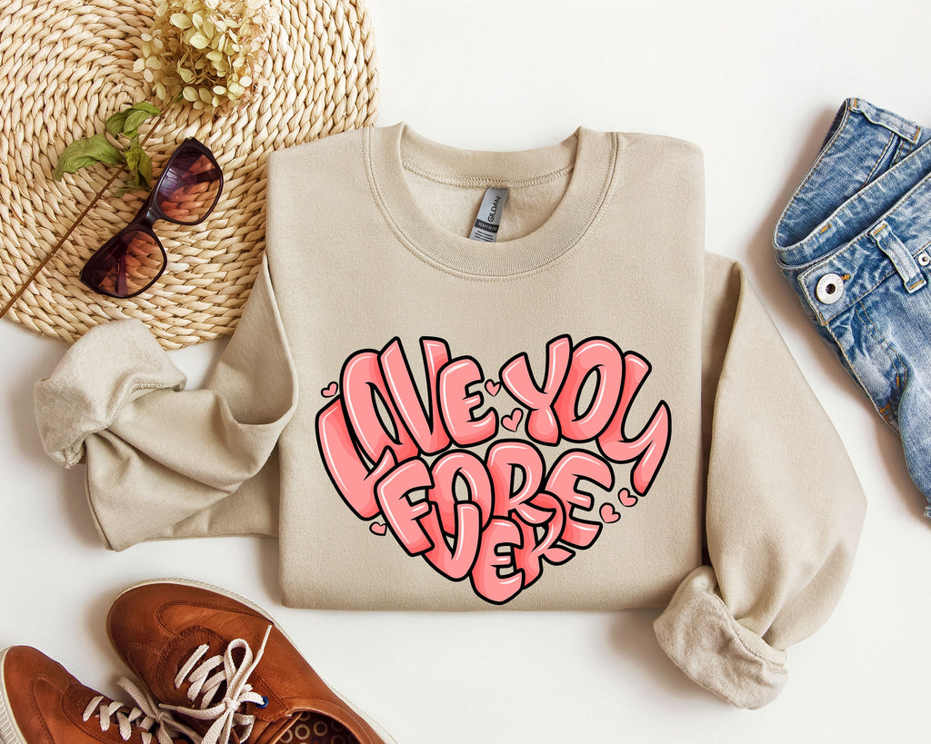 Retro I Love You Forever Vintage Valentines Day Nostalgic Romance Theme Edition Sweatshirt