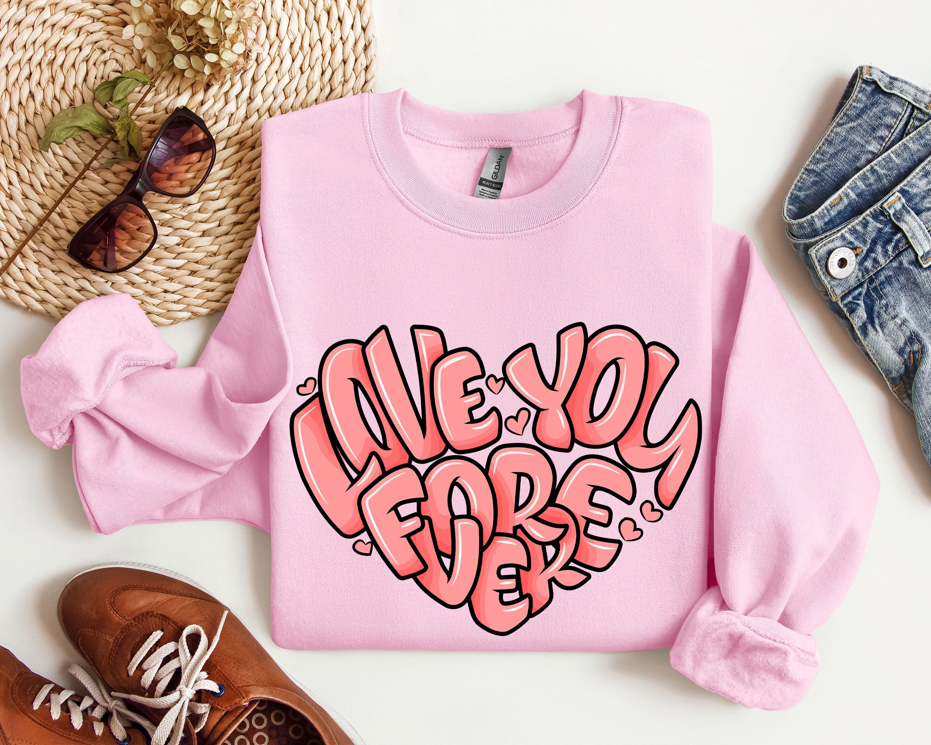 Retro I Love You Forever Vintage Valentines Day Nostalgic Romance Theme Edition Sweatshirt