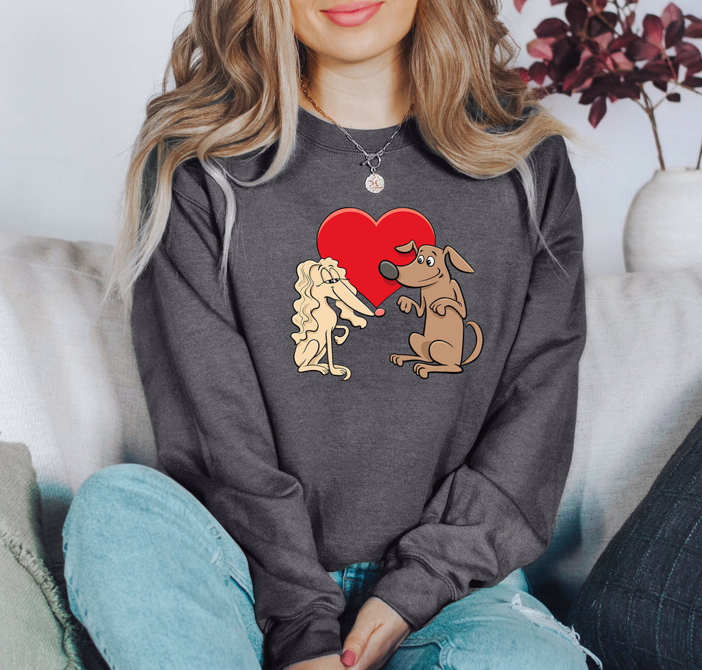 Retro Dog Lovers Vintage Valentine's Day Theme Premium Cozy Fleece Graphic Sweatshirt