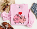 Retro Pig Lovers Funny Vintage Valentine's Day Cozy Casual Everyday Premium Sweatshirt