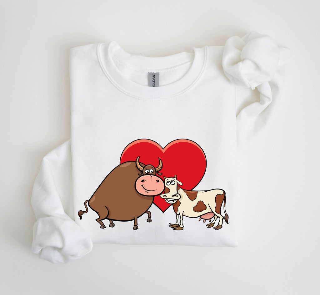 Retro Cow Lovers Vintage Valentine's Day Theme For Cow Enthusiasts And Humor Fans Sweatshirt