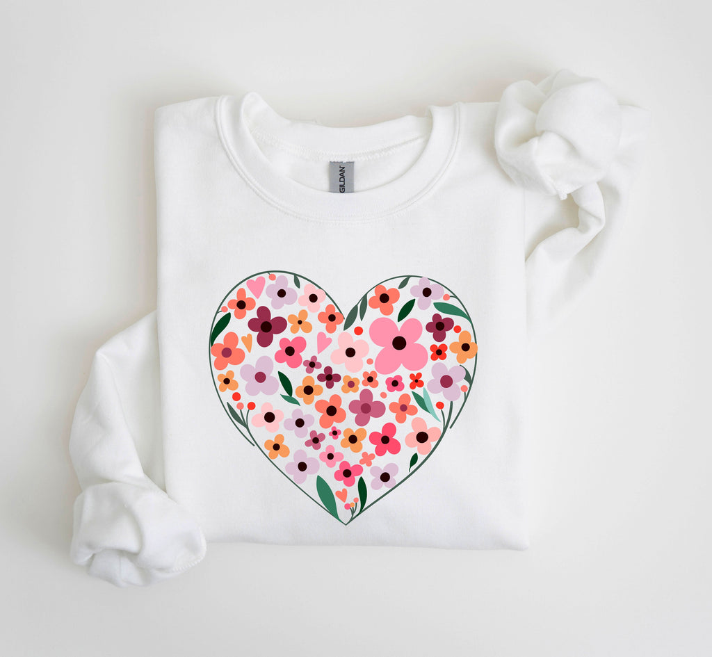 Wildflowers Heart Vintage Valentines Day Floral Bloom Theme With Romantic Garden Imagery Sweatshirt