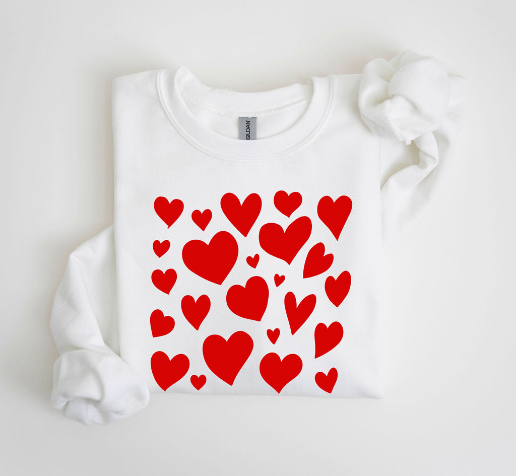 Mini Valentine's Hearts Vintage Valentine's Day Cozy Winter Soft Fleece Sweatshirt