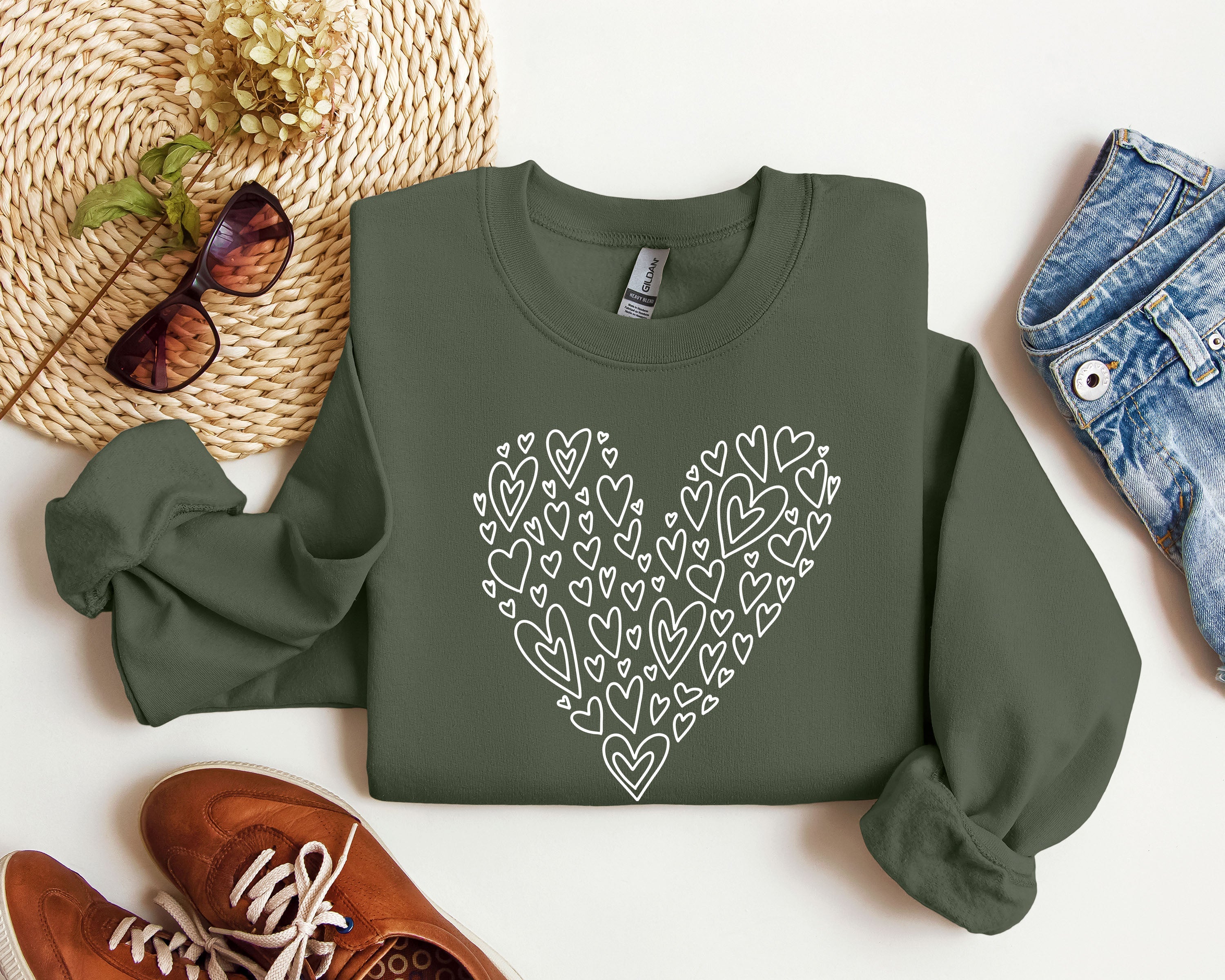 Valentine's Heart Vintage Valentine's Day Cozy Cotton Blend Premium Plus Sweatshirt