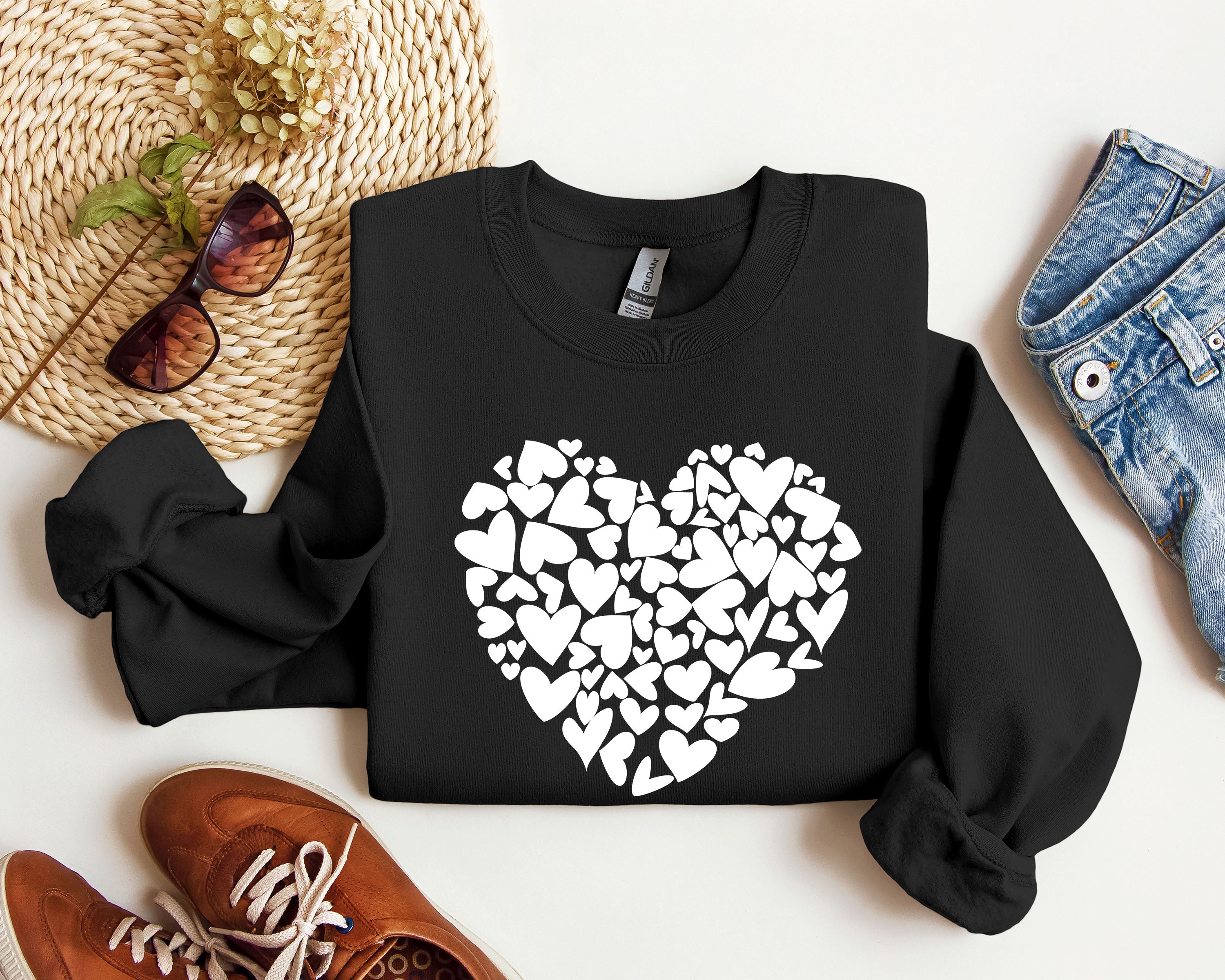 Mini Hearts Vintage Valentine's Day Hearts Pattern Cozy Cotton Blend Self-Love Edition Sweatshirt