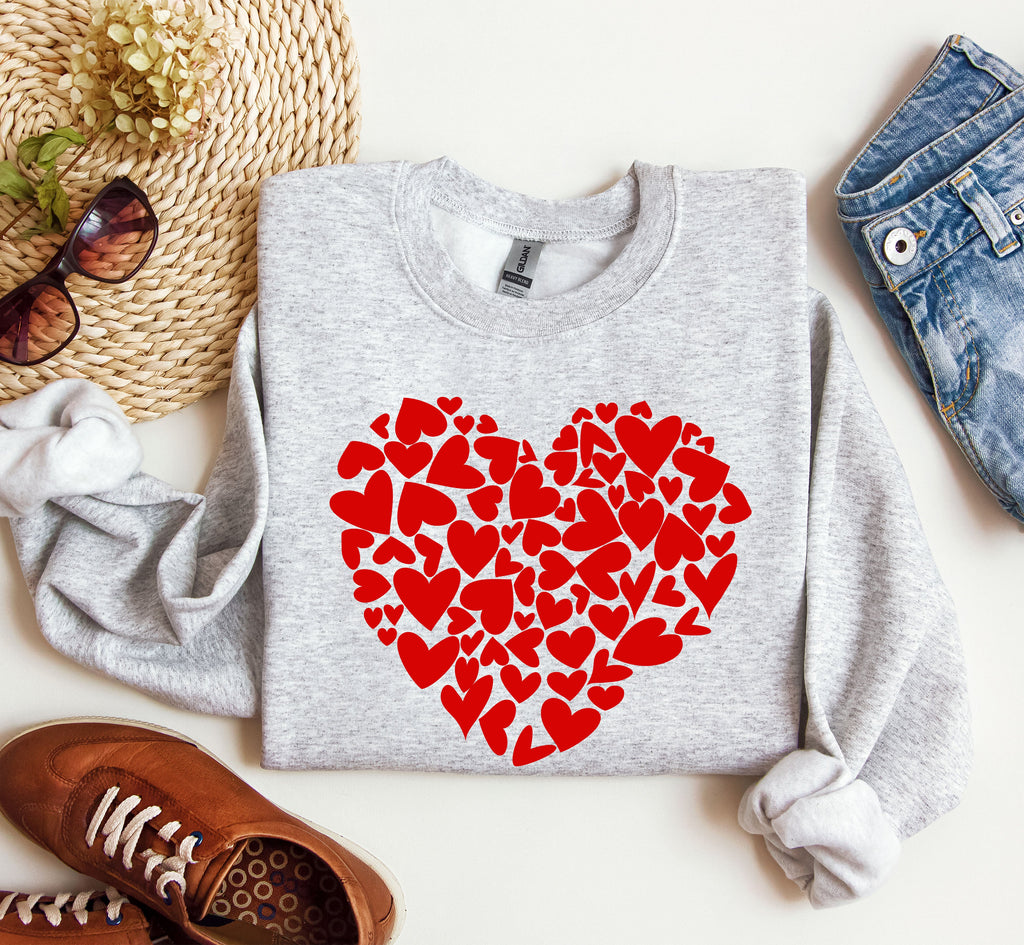 Mini Hearts Vintage Valentine's Day Hearts Pattern Cozy Cotton Blend Self-Love Edition Sweatshirt