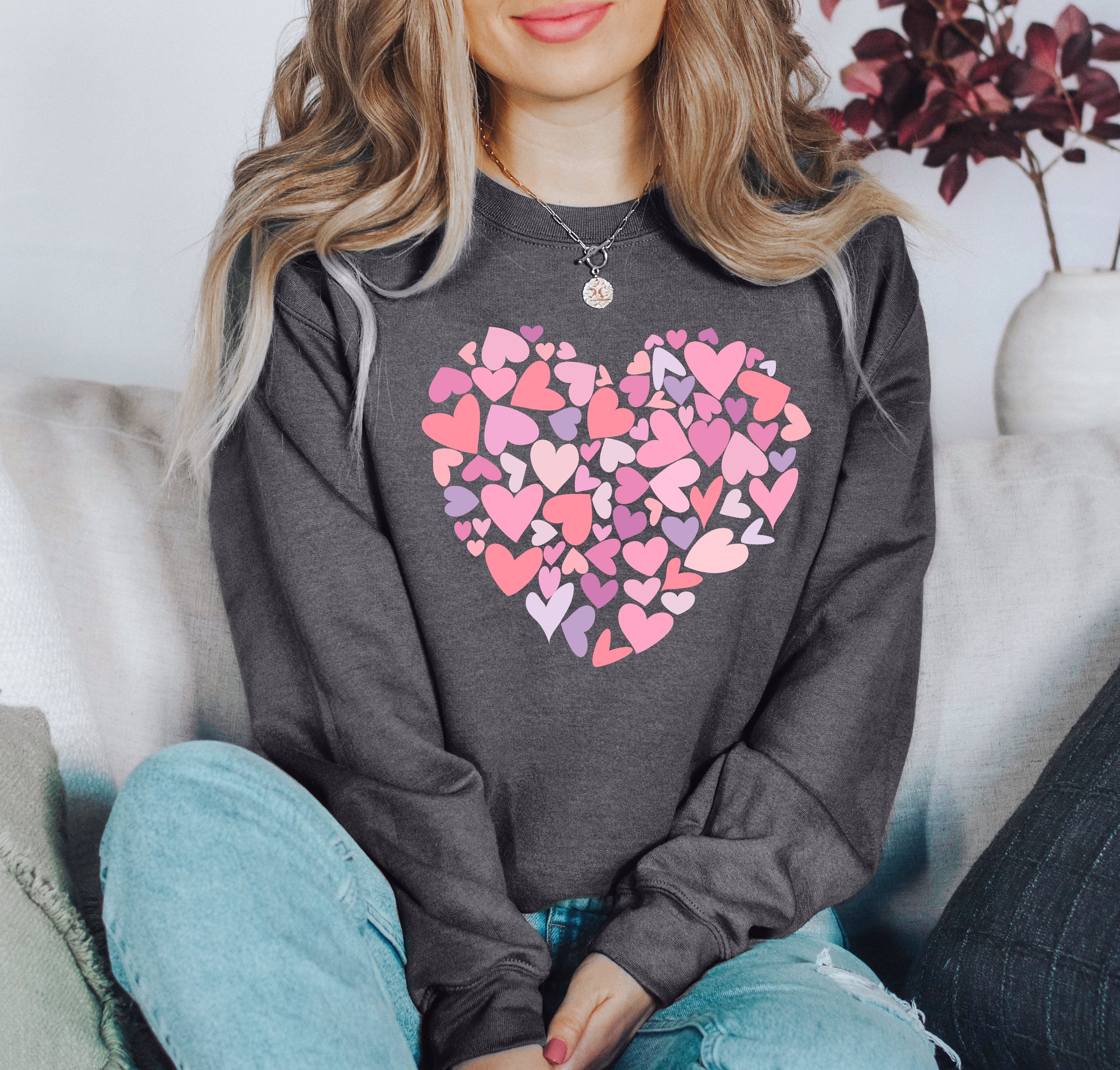 Mini Pink Hearts Retro Vintage Valentine's Day Limited Edition Cozy Graphic Sweatshirt